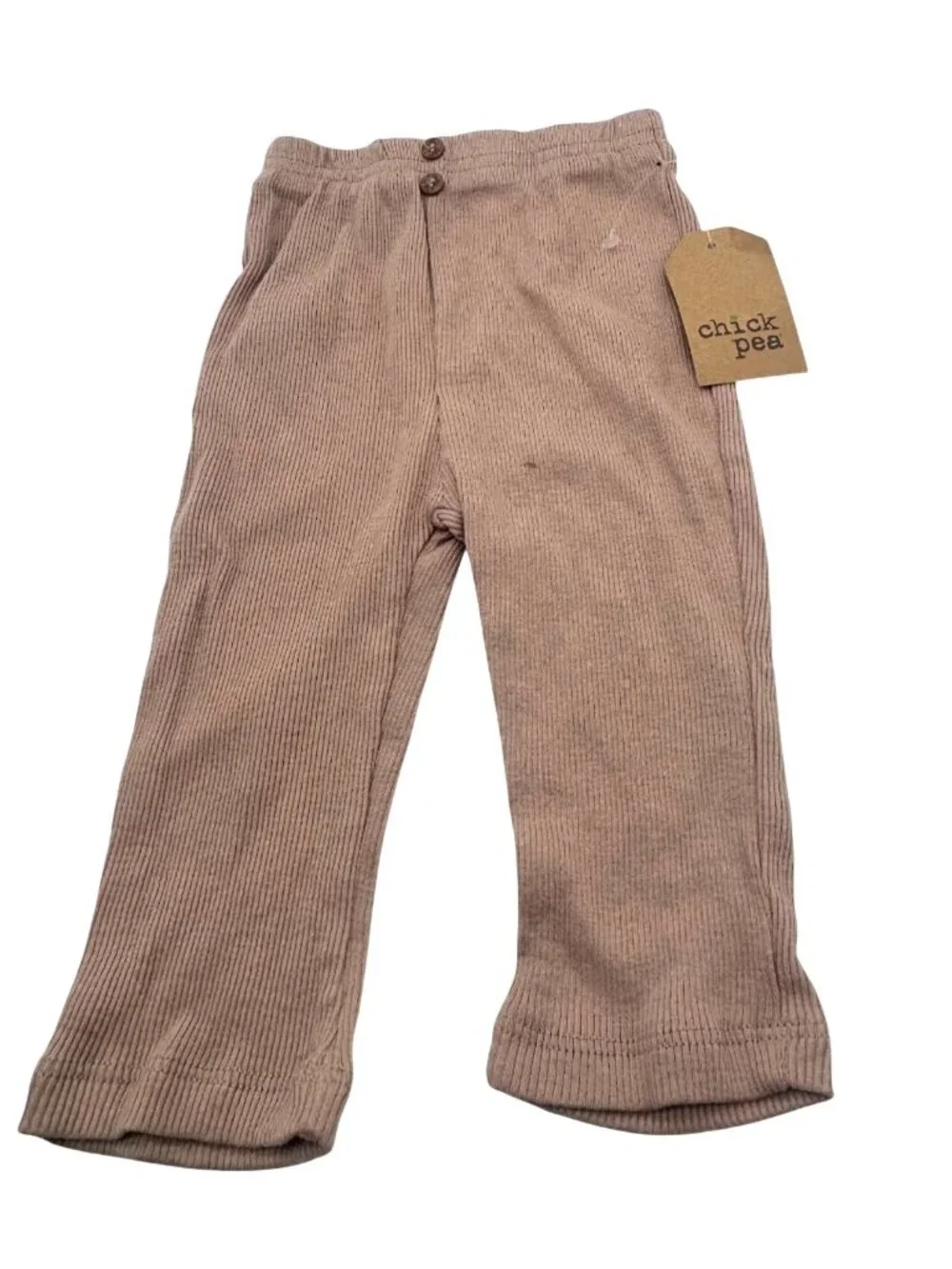 Chick Pea Baby Ribbed Cotton Pants, Brown, Sz. 3-6 montsh